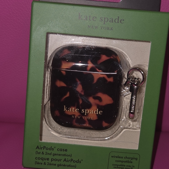 Kate Spade Black and Orange AirPods Case with Keyring - Picture 1 of 2